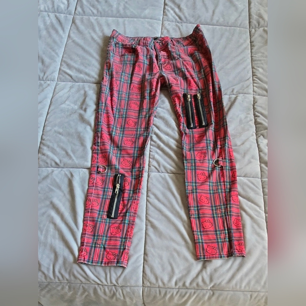 Dolls Kill Pink Plaid Pants with Black Accents